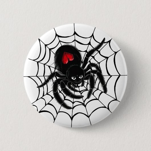 Badge Rond 5 Cm Black Spider en Web (Devant)