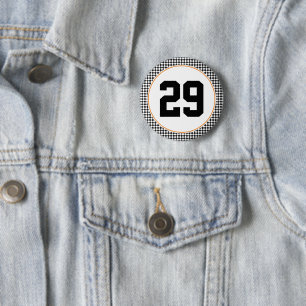 Badge Rond 5 Cm black white checkerboard sports colors number 
