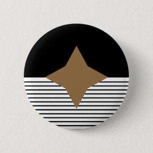 Badge Rond 5 Cm Black White Colorblock & Brown Diamond