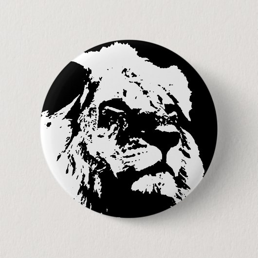 Badge Rond 5 Cm Black & white lion pop art (Devant)