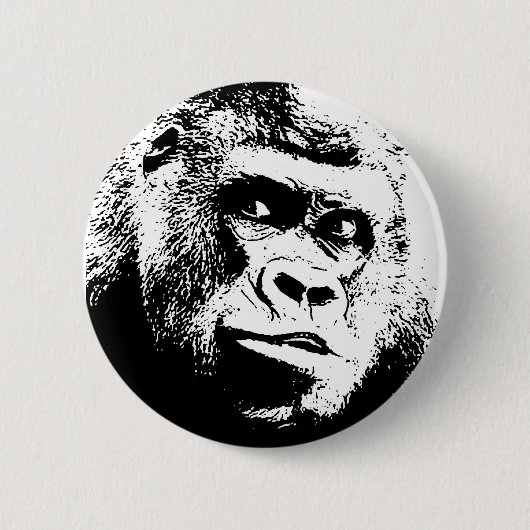 Badge Rond 5 Cm Black White Pop Art Gorilla (Devant)
