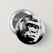 Badge Rond 5 Cm Black White Pop Art Gorilla (Devant & derrière)