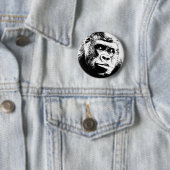 Badge Rond 5 Cm Black White Pop Art Gorilla (En situation)