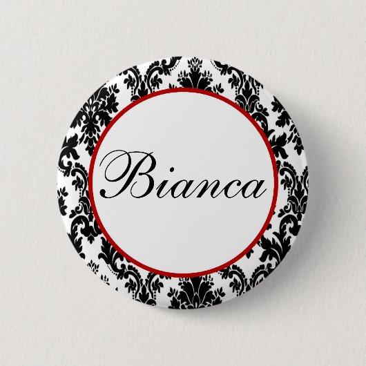Badge Rond 5 Cm Black White Red Damask (Devant)