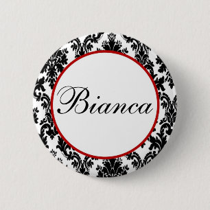 Badge Rond 5 Cm Black White Red Damask