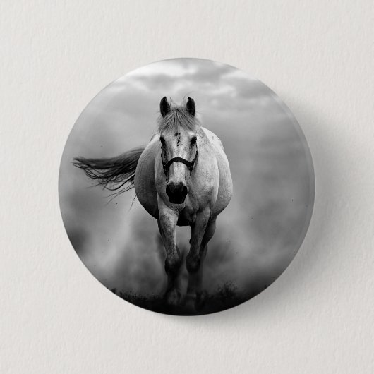 Badge Rond 5 Cm Black White Runse Horse Freedom (Devant)