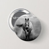 Badge Rond 5 Cm Black White Runse Horse Freedom (Devant & derrière)