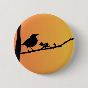 Badge Rond 5 Cm Blackbird Silhouette