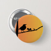 Badge Rond 5 Cm Blackbird Silhouette (Devant & derrière)