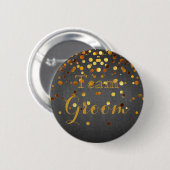 Badge Rond 5 Cm Blackboard Gold Parties scintillant Foil Mariage T (Devant & derrière)