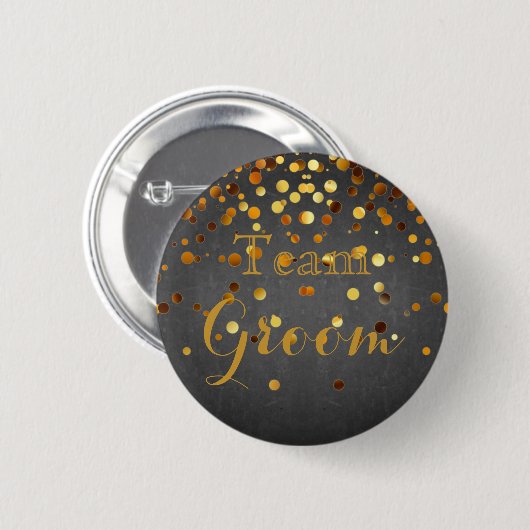 Badge Rond 5 Cm Blackboard Gold Parties scintillant Foil Mariage T (Devant & derrière)