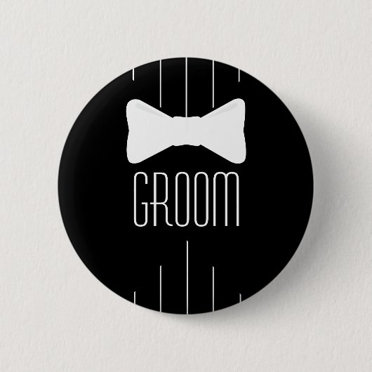 Badge Rond 5 Cm Blanc Bowtie de marié (Devant)