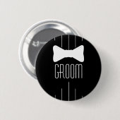 Badge Rond 5 Cm Blanc Bowtie de marié (Devant & derrière)