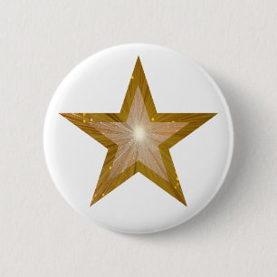 Badge Rond 5 Cm Blanc de bouton d'étoile de "or"