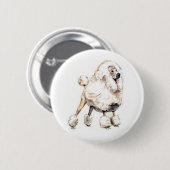 Badge Rond 5 Cm Blanc de caniche standard (Devant & derrière)