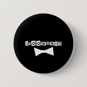 Badge Rond 5 Cm Blanc de Groomsman sur le noir