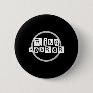 Badge Rond 5 Cm Blanc de porteur d'alliances sur le noir