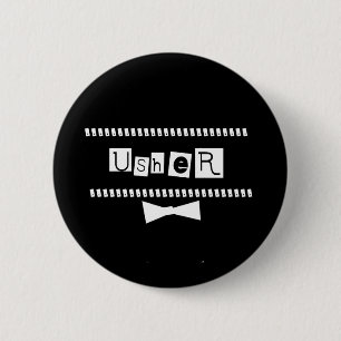 Badge Rond 5 Cm Blanc d'Usher sur le noir