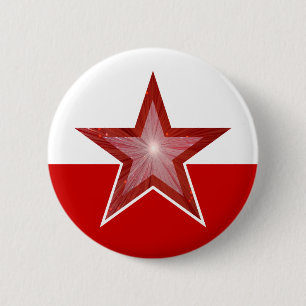 Badge Rond 5 Cm blanc rouge de bouton rouge d'étoile