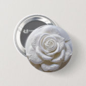 Badge Rond 5 Cm Blanc sur Blanc - Rose Sculptée (Devant & derrière)