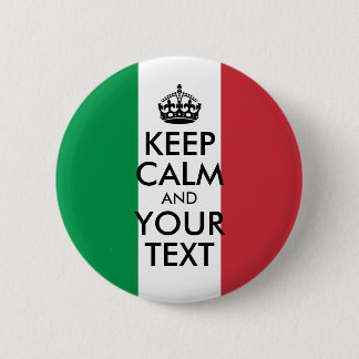 Badge Rond 5 Cm Blanc vert et rouge Gardez le calme et votre texte