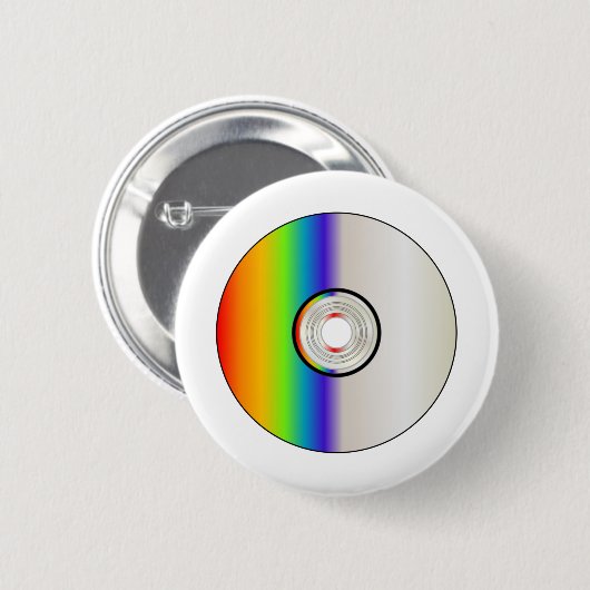 Badge Rond 5 Cm Blank CD disc With Rainbow (Devant & derrière)