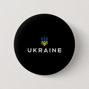 Badge Rond 5 Cm Blason Ukraine Emblème Trident ukrainien Tryzub Fe
