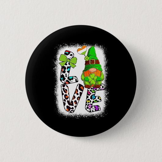 Badge Rond 5 Cm Bleached St Patricks Day St Patricks Gnomes Love T (Devant)