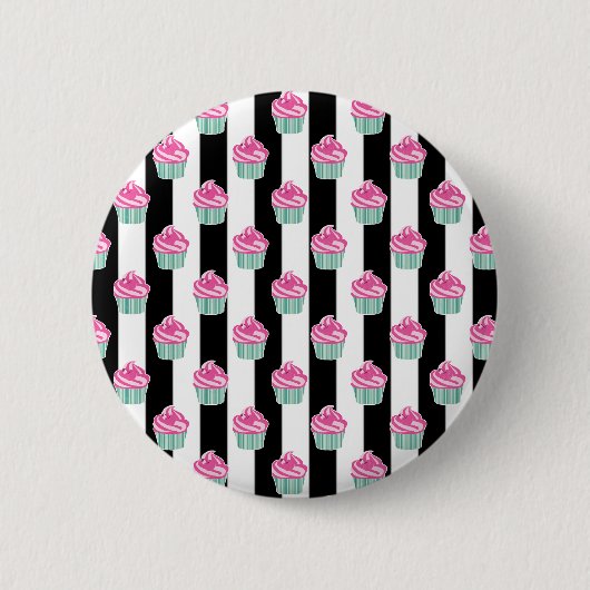 Badge Rond 5 Cm Bleck et Withe cool tendance, Cup Cakes (Devant)