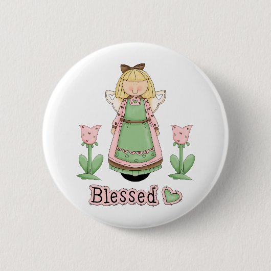Badge Rond 5 Cm Blessé Ange Blonde (Devant)