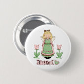 Badge Rond 5 Cm Blessé Ange Blonde (Devant & derrière)