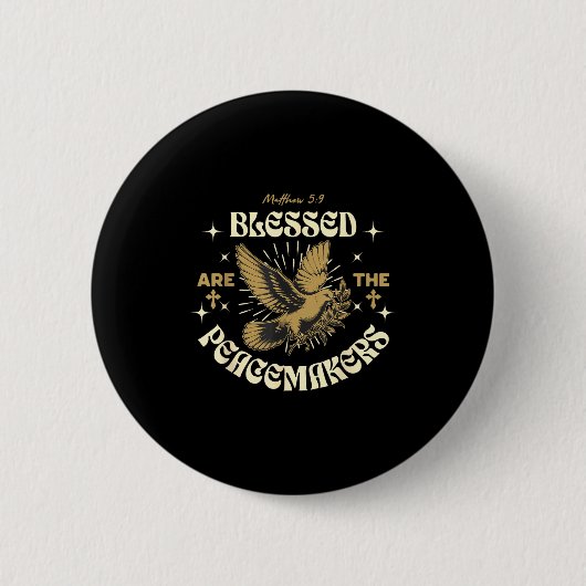 Badge Rond 5 Cm Blessed Are The Peacemakers Matthew 5 9 Christian (Devant)