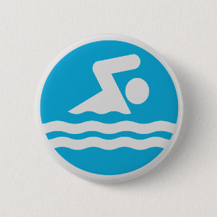 Badge Rond 5 Cm Bleu & Blanc Baignade & Plongée Baignade Décal