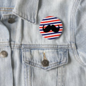 Badge Rond 5 Cm Bleu blanc rouge de moustache de Polonais de (En situation)