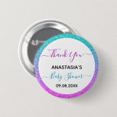 Badge Rond 5 Cm Bleu bleu clair violet Merci Baby shower (Devant & derrière)