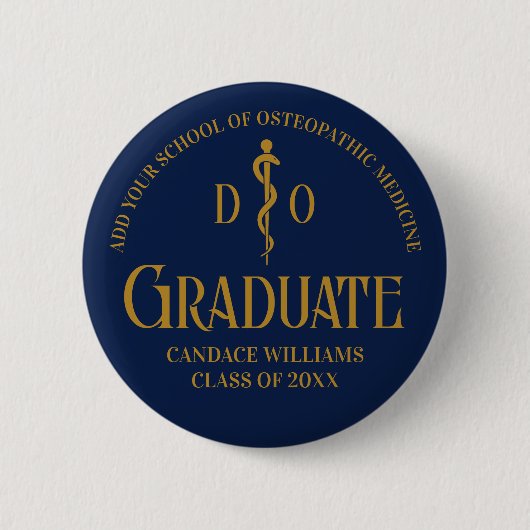 Badge Rond 5 Cm Bleu bleu Ostéopathie Médicale de l'école (Devant)