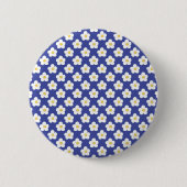Badge Rond 5 Cm Bleu brillant et floral (Devant)