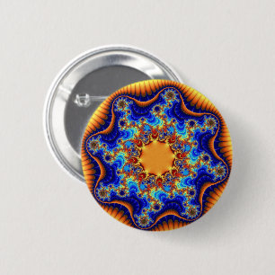 Badge Rond 5 Cm Bleu coloré, orange et jaune