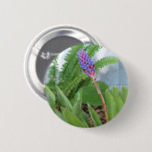 Badge Rond 5 Cm Bleu cône fleur bromélique (Devant & derrière)