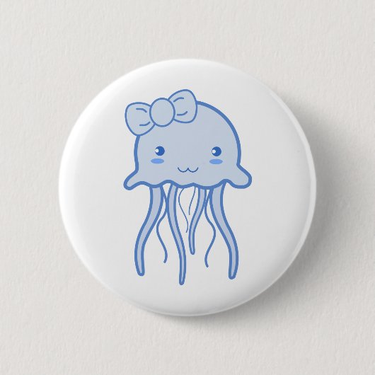 Badge Rond 5 Cm Bleu Cute méduse (Devant)