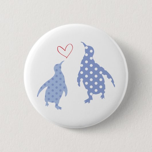 Badge Rond 5 Cm bleu de bouton de pingouin (Devant)