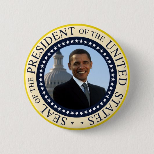 Badge Rond 5 Cm Bleu de joint d'Obama (Devant)