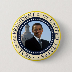 Badge Rond 5 Cm Bleu de joint d'Obama