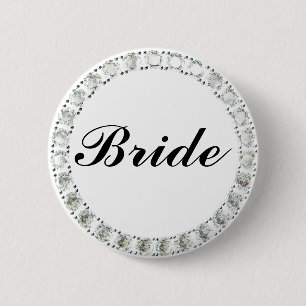 Badge Rond 5 Cm Bleu de mariée en diamant