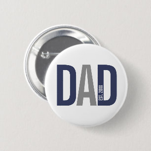 Badge Rond 5 Cm Bleu de marine moderne Papa personnalisé établi