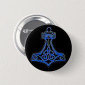 Badge Rond 5 Cm Bleu de marteau de Thors (Devant & derrière)