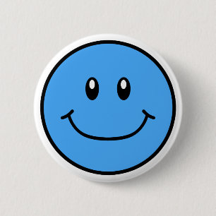 Badge Rond 5 Cm Bleu de sourire 0001 de bouton de visage