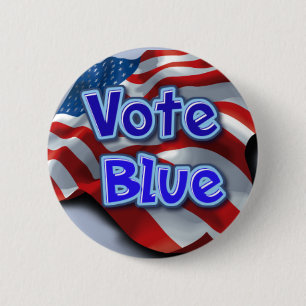 Badge Rond 5 Cm Bleu de vote