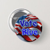 Badge Rond 5 Cm Bleu de vote (Devant & derrière)