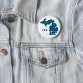 Badge Rond 5 Cm Bleu du Michigan (En situation)